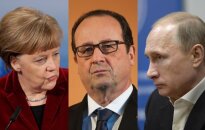 Angela Merkel, Francois Hollande'as, Vladimiras Putinas