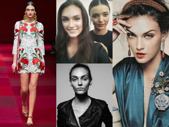 Manekenė Deimantė Misiūnaitė ant "Dolce&Gabbana" podiumo, kartu su Miranda Kerr ir mados fotosesijose