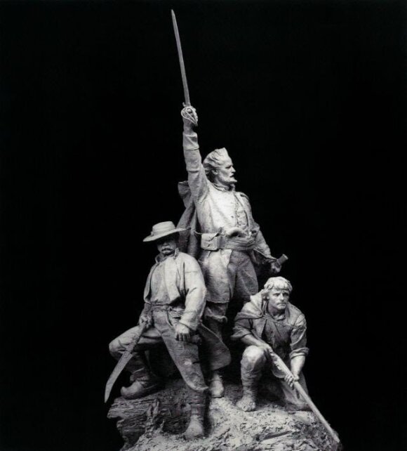 Konstantino Bogdano skulptūra „1863 m. valstiečių sukilimas Lietuvoje“, skenuota iš Irenos Račkauskaitės-Petraitienės knygos „Konstantinas Bogdanas“, Vilniaus dailės akademijos leidykla, 2010.