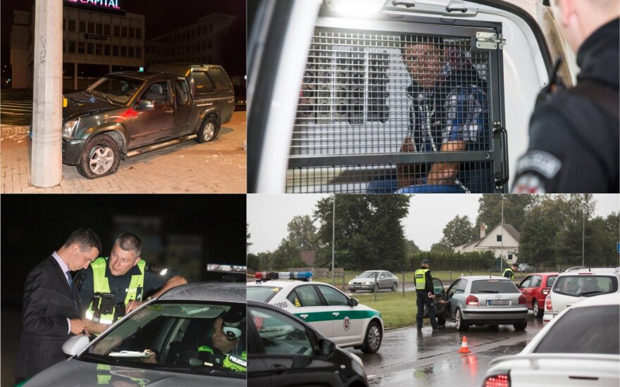 Ночной рейд в Вильнюсе: проверка прияных водителей и авария