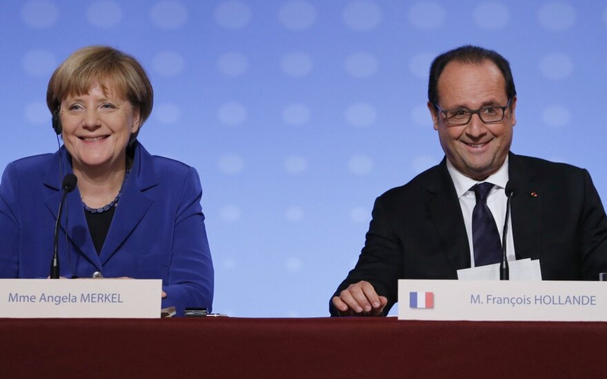 A. Merkel, F. Hollande'as 