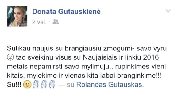 Donata Gutauskienė-Laisva Naujuosius metus pasitiko su pataisos namuose kalinčiu mylimuoju