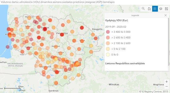 Introduced an innovation: the map shows how much doctors actually earn