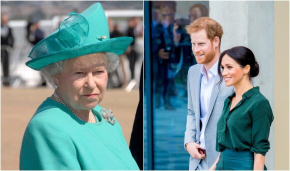 Queen Elizabeth II and Prince Harry and Meghan Markle