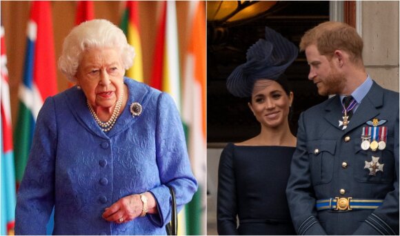 Queen Elizabeth II and Prince Harry with Meghan Markle