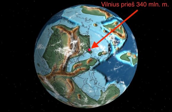 This is where Vilnius was millions of years ago - the map shows where his hometown used to be