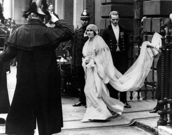 Queen Elizabeth (Queen Mother) during her wedding