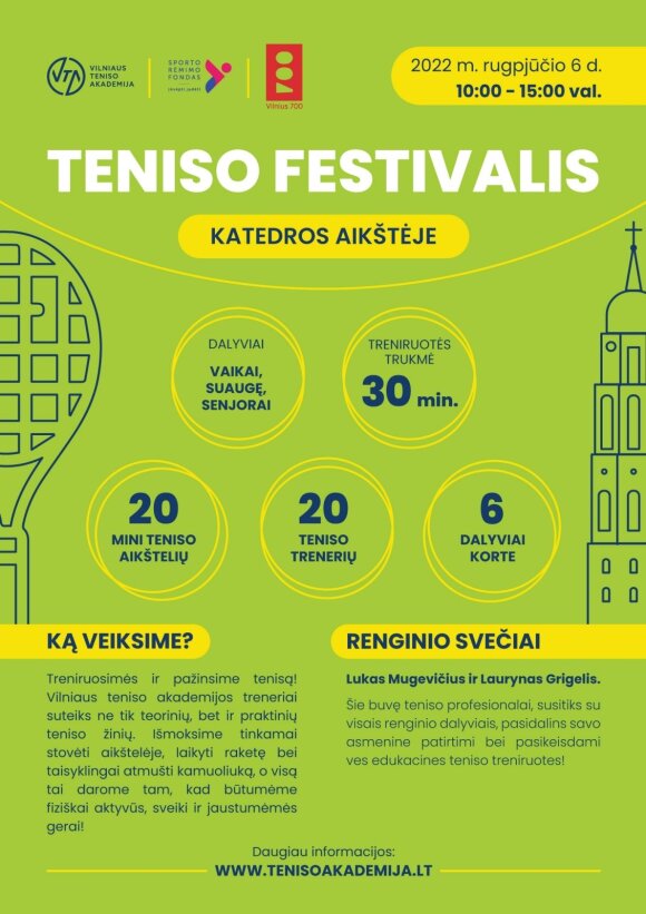 Vilniaus Katedros aikštė vienai dienai taps milžinišku teniso aikštynu
