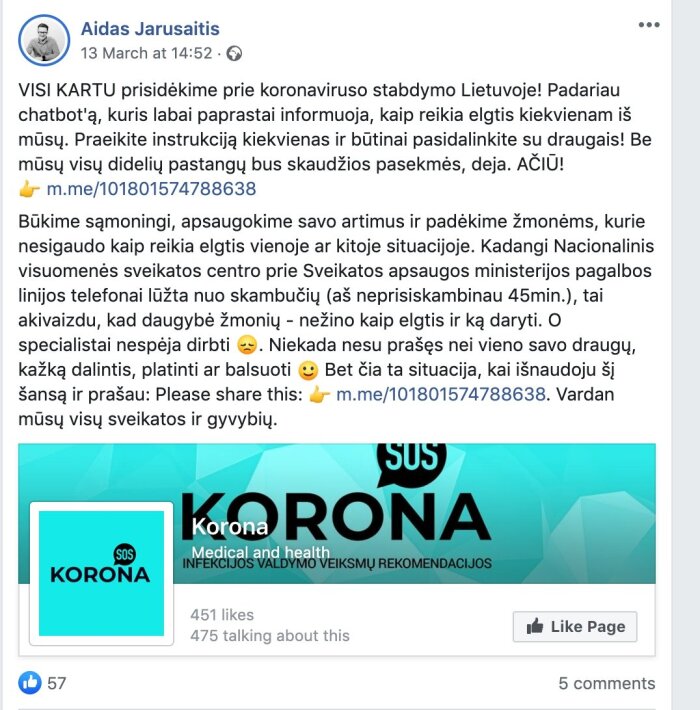 „KoronaSOS“ įrankis