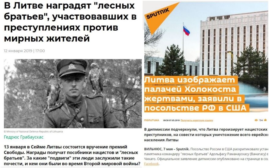 Partizanus niekinančios antraštės Kremliaus remiamuose portaluose