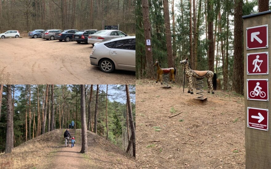 Karantinas miške: pažintinių takų automobilių aikštelės sausakimšos, bet žmonių elgesys maloniai nustebino
