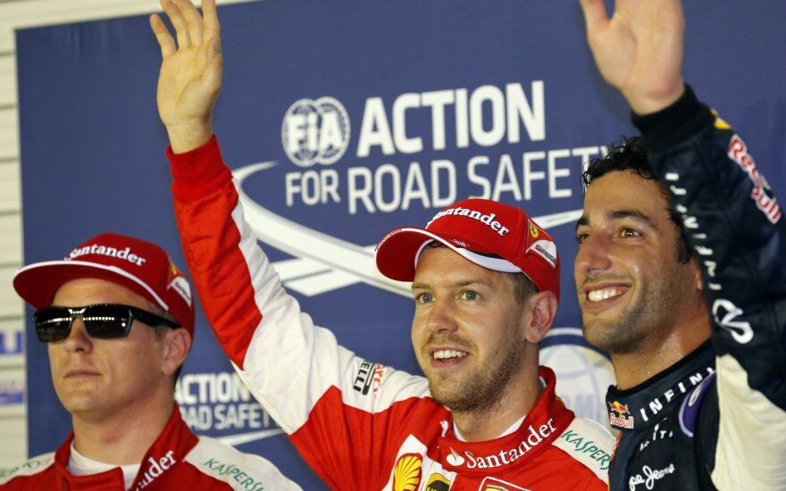 Kimis Raikkonenas, Sebastianas Vettelis ir Danielis Ricciardo