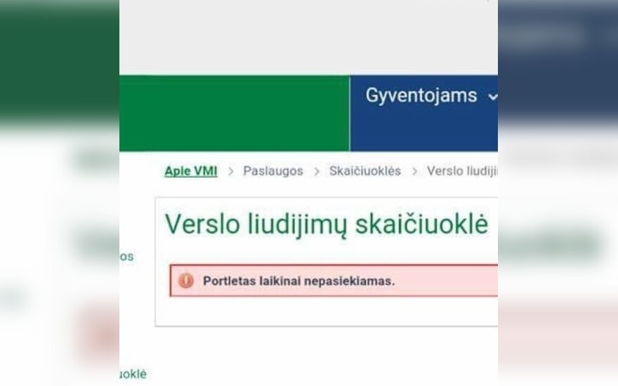 VMI sistema kelia šypseną: portalas laikinai nepasiekiamas