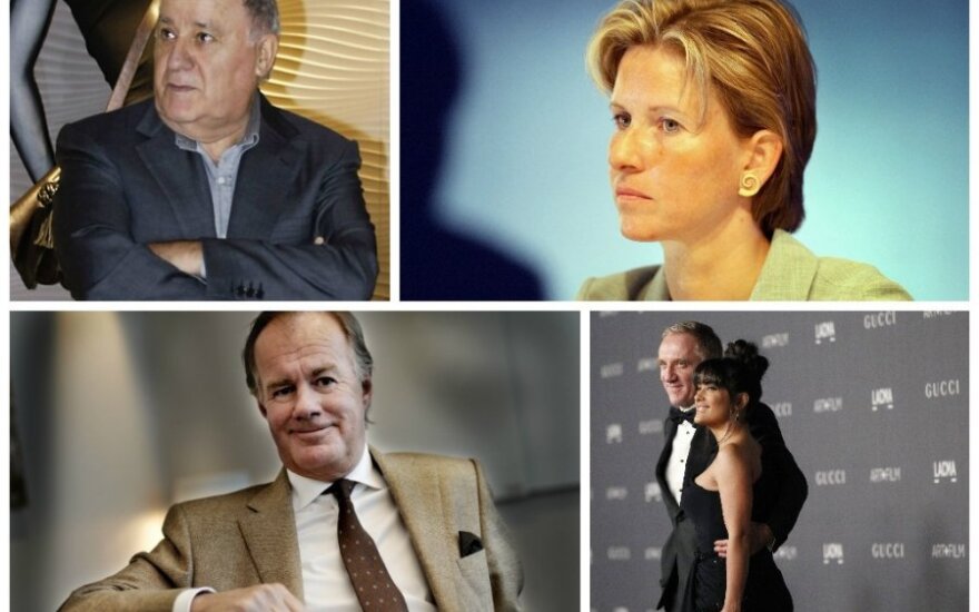 Amancio Ortega; Susanne Klatten; Stefanas Perrsonas; Francois Pinaultas su žmona Selma Hayek