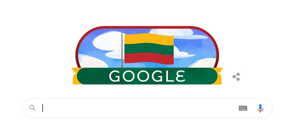 Google gratuluje Litwie pomalowania logo w trzech kolorach z okazji Dnia Odnowy Stanu