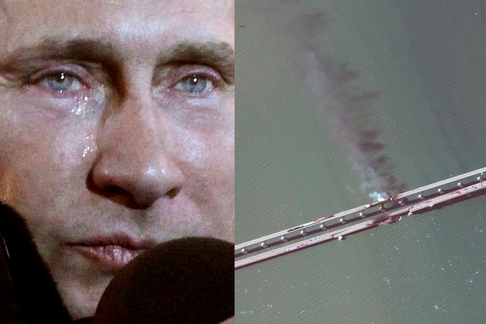 Satellittbilder av sprengt Krim-bro: Putins brennende og smuldrende stolthet synlig selv fra verdensrommet